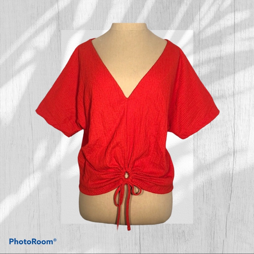 ZARA Orange Short Sleeve Blouse Medium